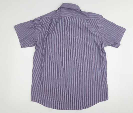 Mens UK Size 42 Marks and Spencer Blue Button-Up Long Sleeve Casual Shirt