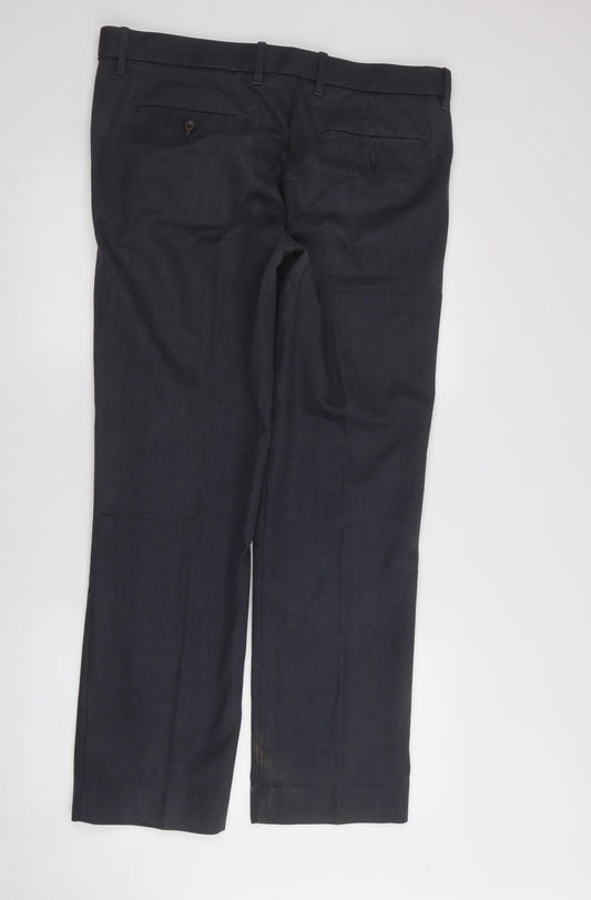 gapkahkis Mens Black Cotton Trousers Size 34 in L30 in Regular