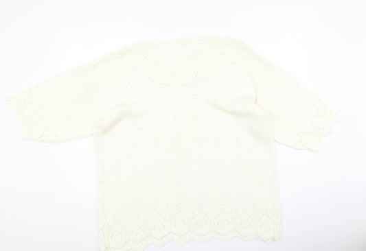 Womens UK Size 14 Preworn White Pullover Jumper