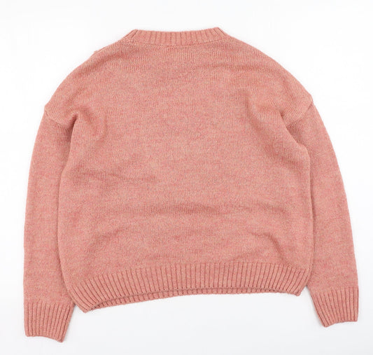 George Womens Pink Round Neck Acrylic Pullover Jumper Size S
