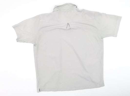 F&F Mens Grey Polyester Button-Up Size L Collared