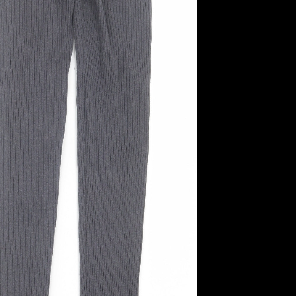 F&F Womens Green Polyester Capri Trousers Size 8 L29 in Regular Tie - Ribbed fabric