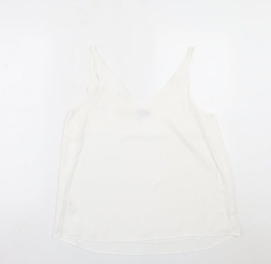 Papaya Womens White Polyester Basic Tank Size 14 V-Neck