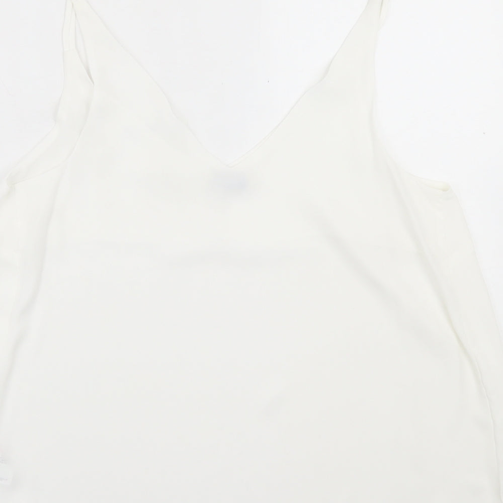 Papaya Womens White Polyester Basic Tank Size 14 V-Neck