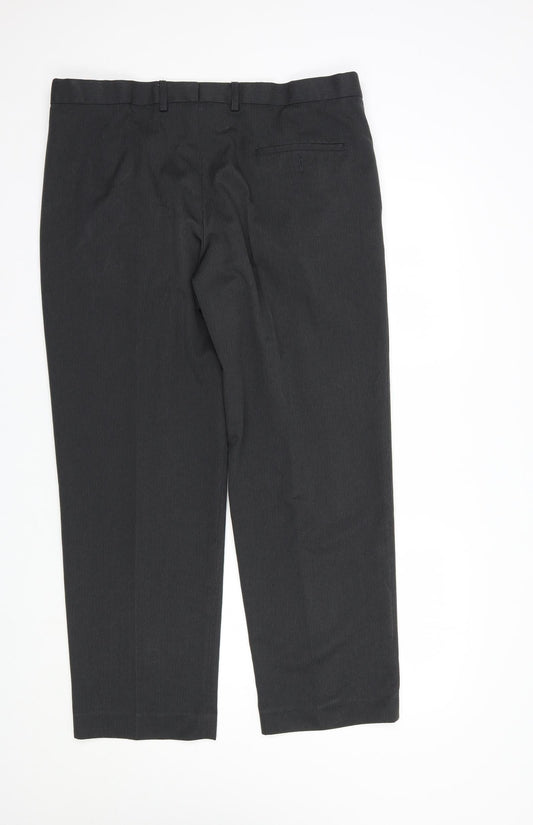Dunnes Stores Mens Grey Polyester Dress Pants Trousers Size 36 in L29 in Regular Hook & Eye