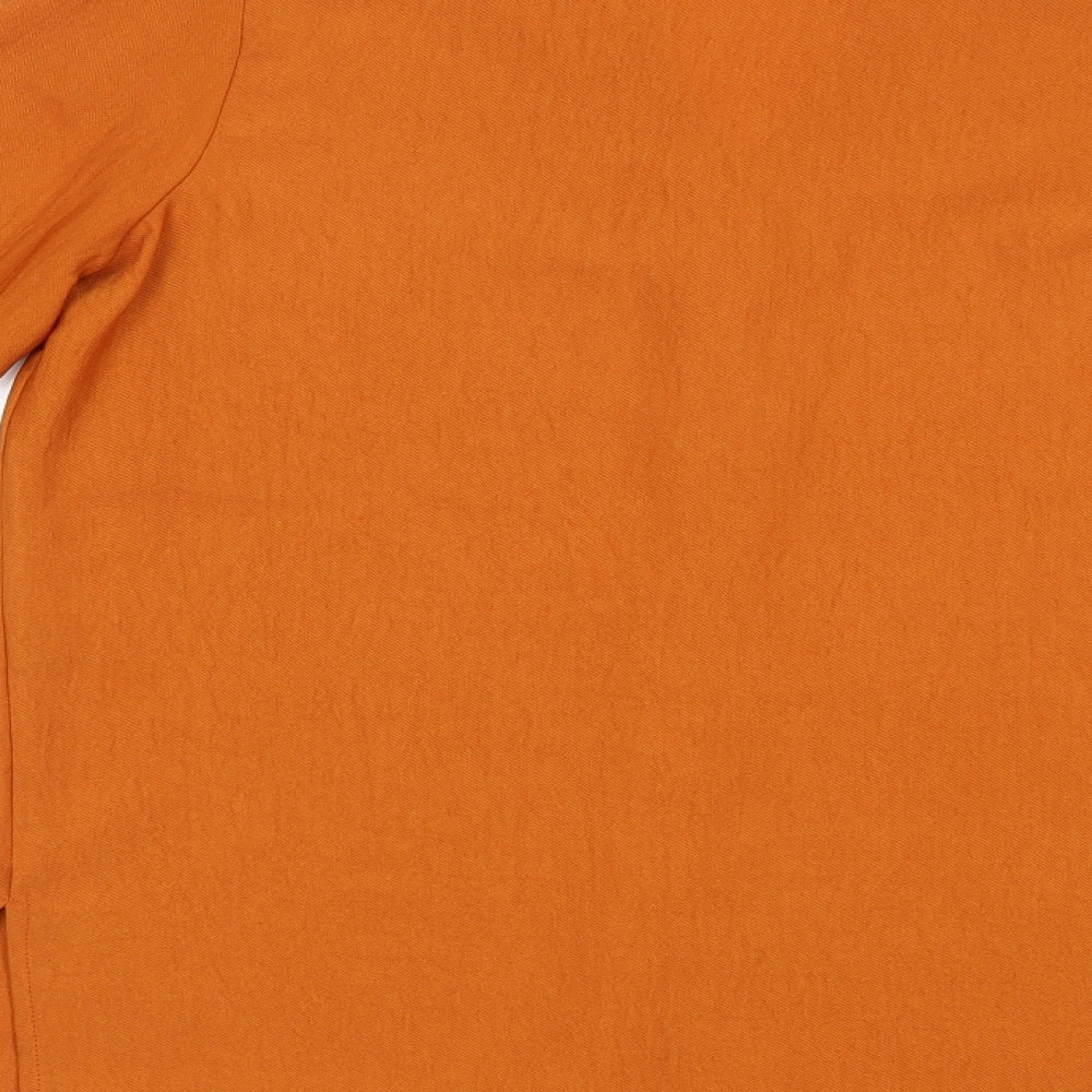 Papaya Womens Orange Polyester Basic Button-Up Size 8 V-Neck