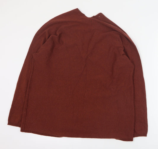 Gallery Womens Brown V-Neck Nylon Pullover Jumper Size M