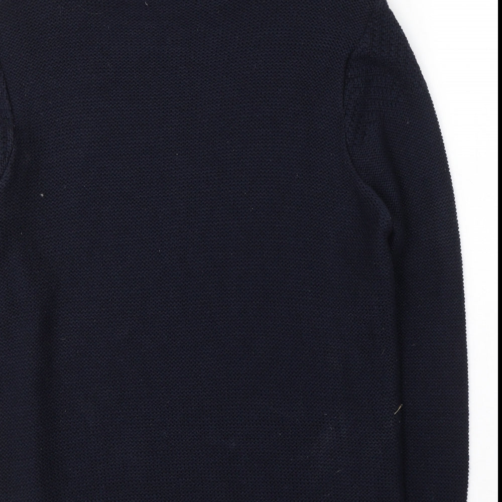 New Look Mens Blue High Neck Acrylic Pullover Jumper Size M