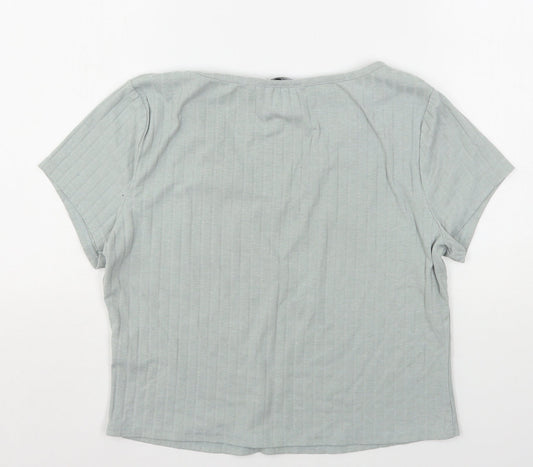 Womens UK Size 18 New Look Green Cropped T-Shirt