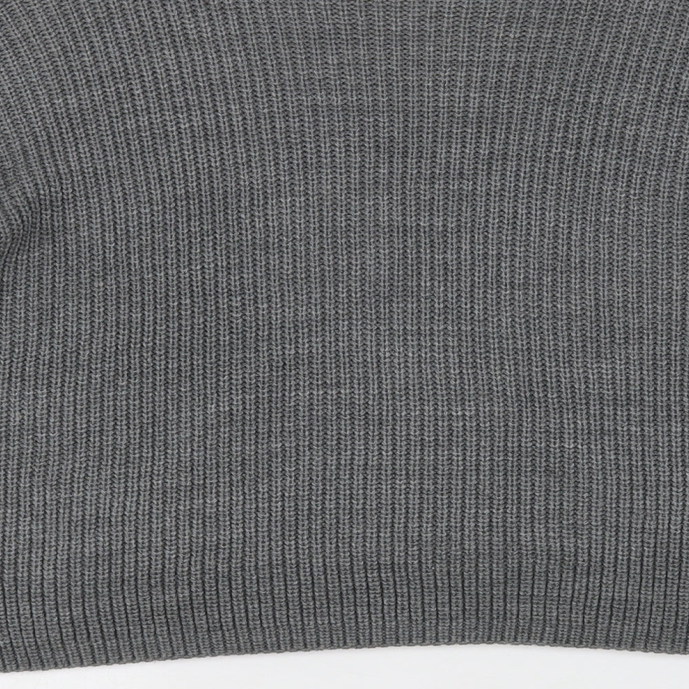 Boohoo Womens Grey Round Neck Acrylic Pullover Jumper Size L