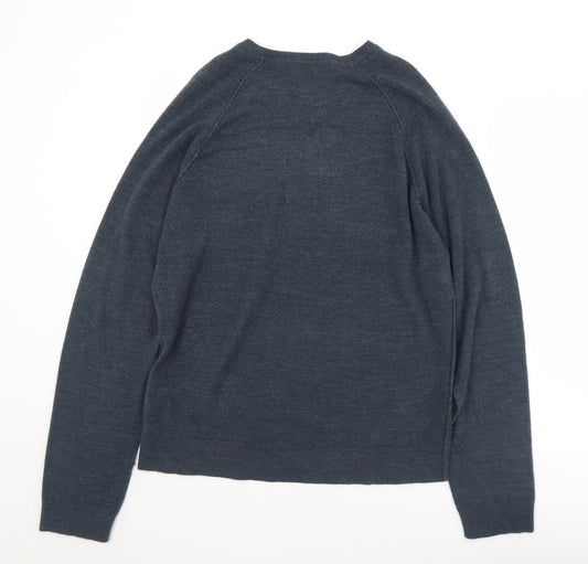 UrbanSpirit Mens Blue V-Neck Acrylic Pullover Jumper Size M