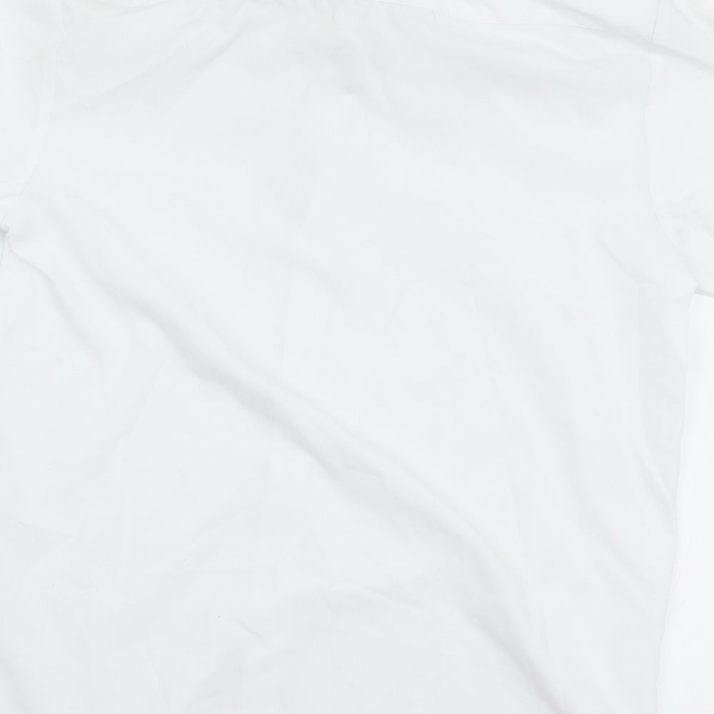 Mens UK Size 13.5 Banner White Button-Up Short Sleeve Casual Shirt