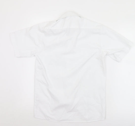 Banner Mens White Polyester Button-Up Size 13.5 Collared Button