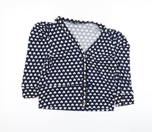 Womens UK Size M QED London Blue Cardigan Jumper