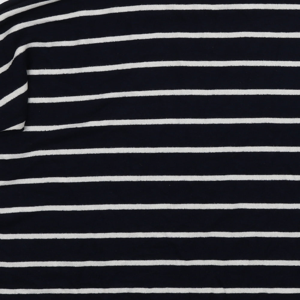 F&F Womens Blue Round Neck Striped Viscose Pullover Jumper Size 14