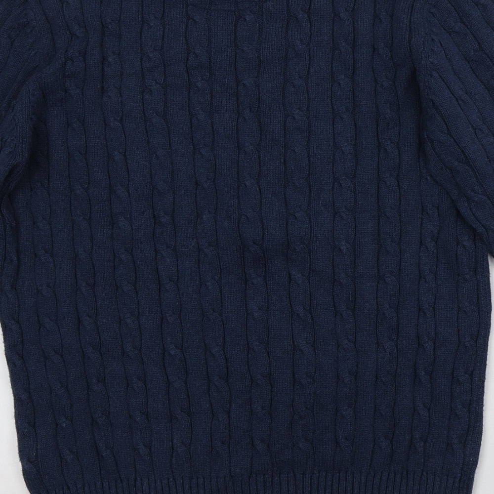 Atlantic Bay Mens Blue Round Neck Cotton Pullover Jumper Size M