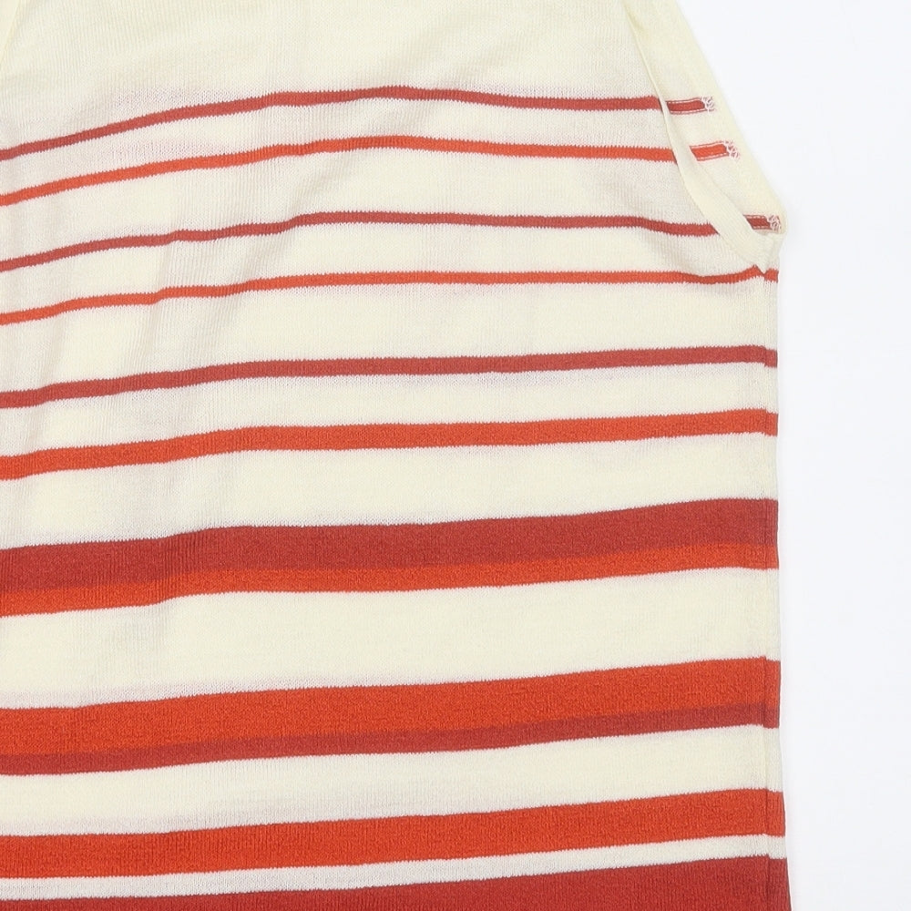 George Womens Red Striped Acrylic Basic Tank Size 12 Round Neck
