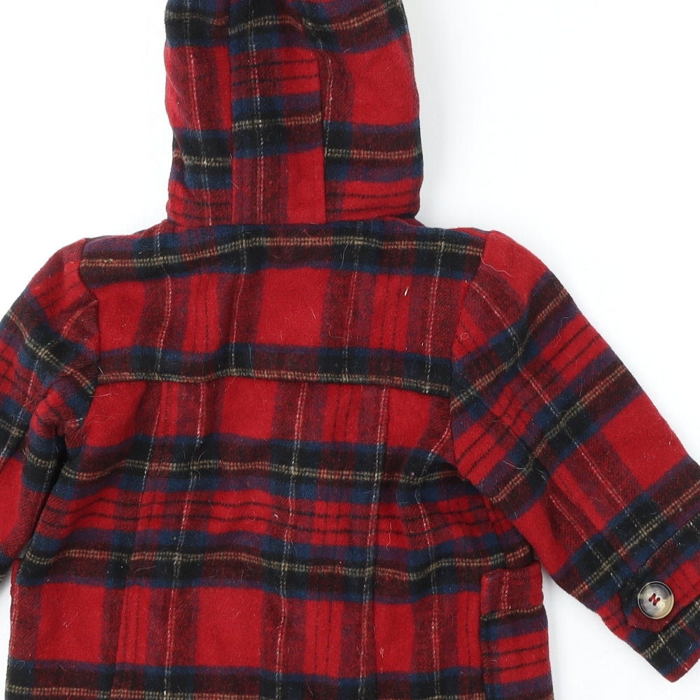 NEXT Boys Red Plaid Jacket Size 2-3 Years Hook & Loop
