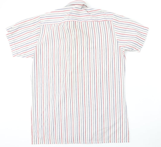 MOnterattin Mens Multicoloured Striped Polyester Polo Size 16 Collared Button