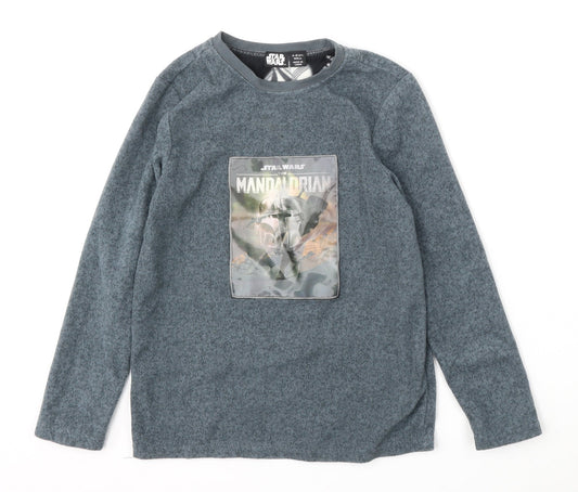 Primark Boys Grey Solid Polyester Pyjama Top Size 9-10 Years - star wars