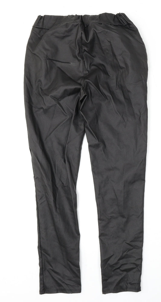 Womens UK Size 28 Preworn Regular Fit Black Trousers