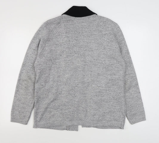 Envy Womens Grey V-Neck Acrylic Cardigan Jumper Size M