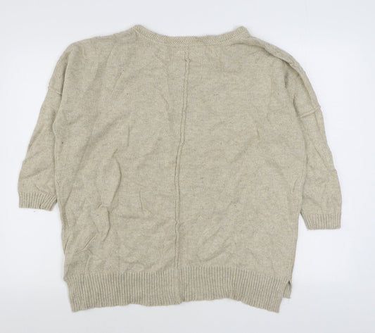 H&M Mens Beige Round Neck Cotton Pullover Jumper Size L