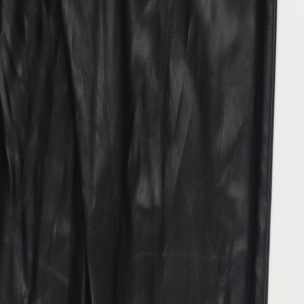 PRETTY LITTLE THING Womens Black Polyurethane Jegging Trousers Size 8 L35 in Regular