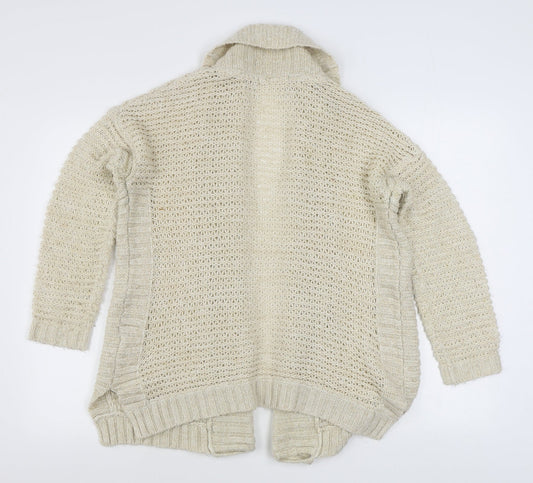 Love Knitwear Womens Ivory V-Neck Acrylic Cardigan Jumper Size 12