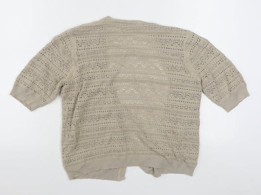 BHS Womens Beige V-Neck Acrylic Cardigan Jumper Size 16