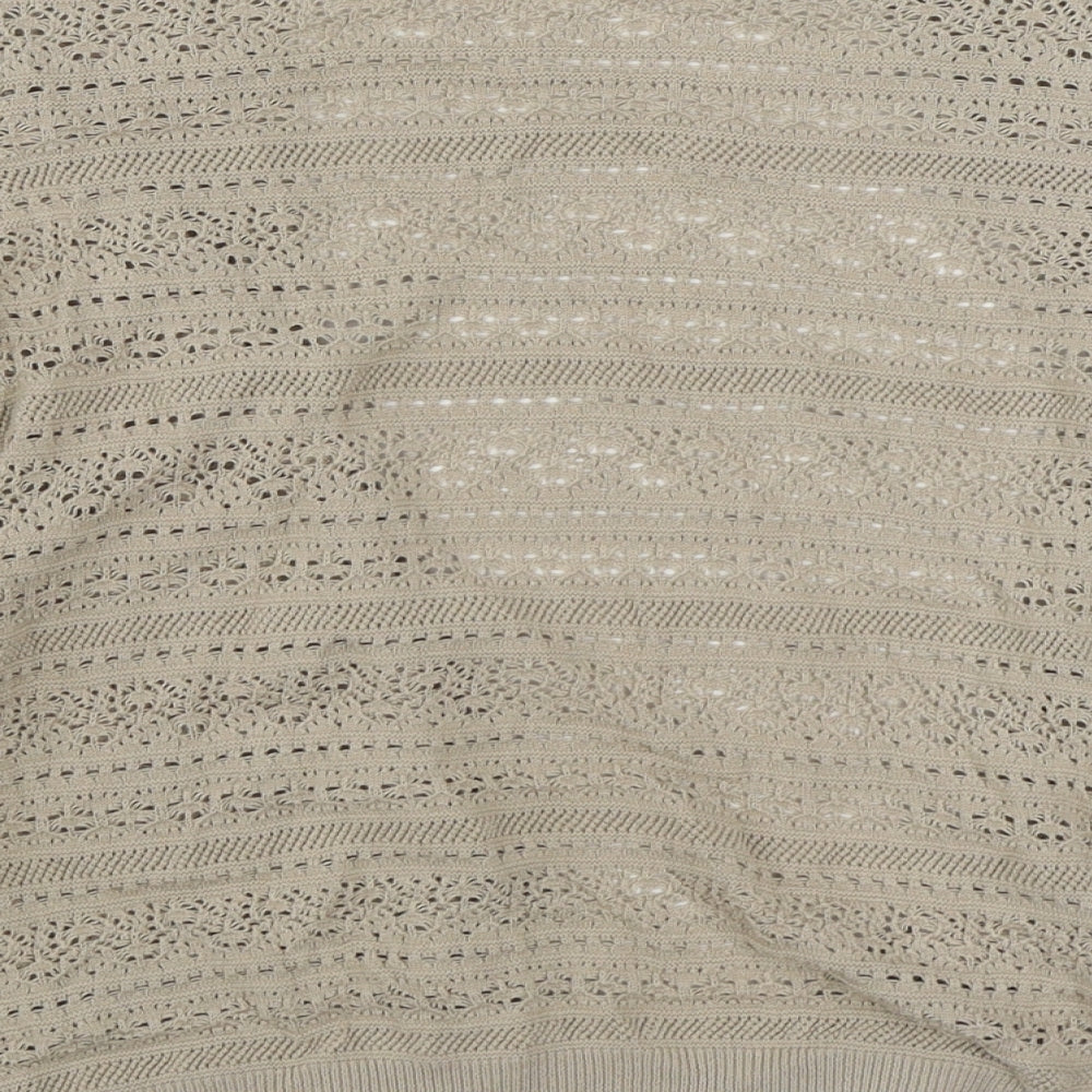 BHS Womens Beige V-Neck Acrylic Cardigan Jumper Size 16