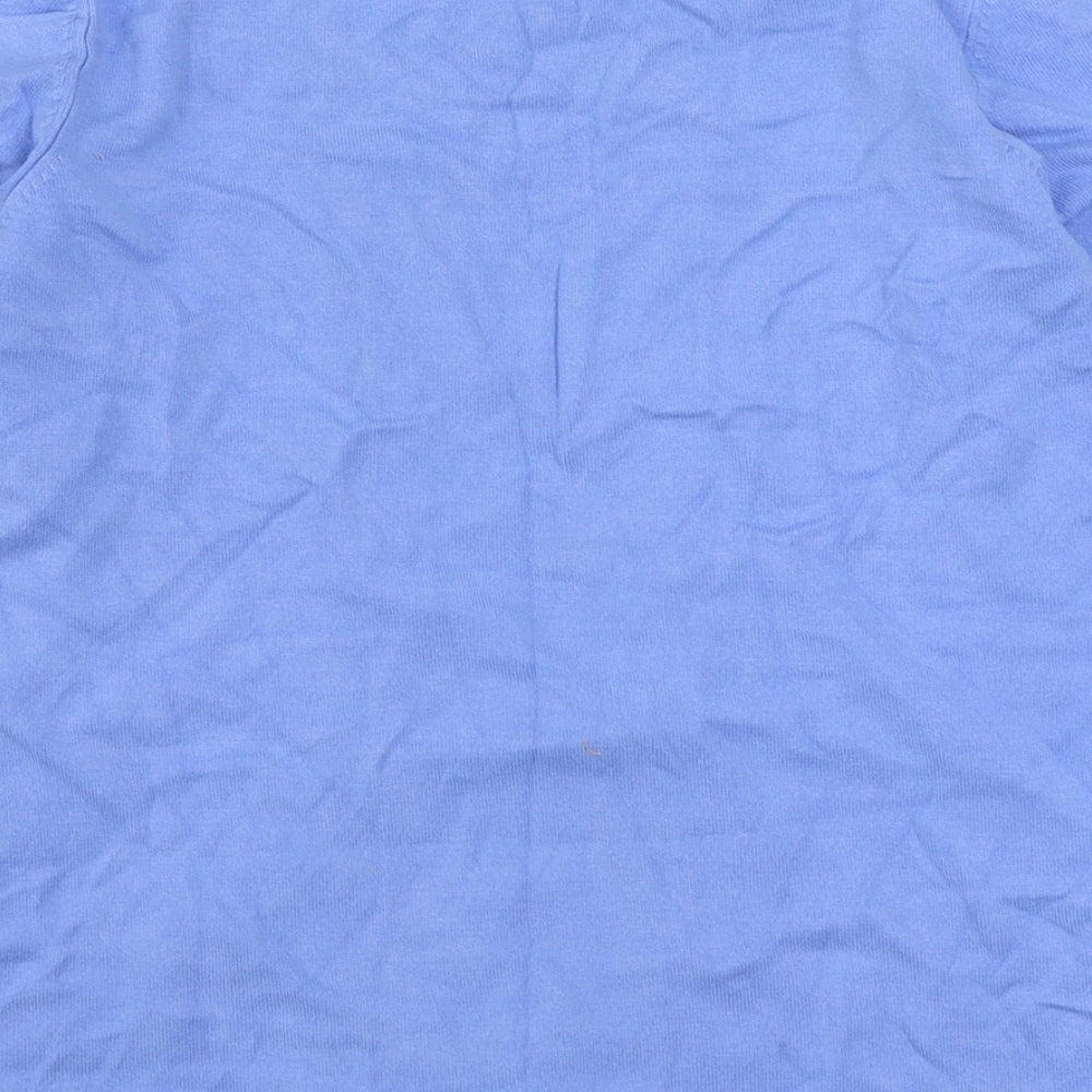 Rare Womens Blue Round Neck Striped Viscose Pullover Jumper Size 12
