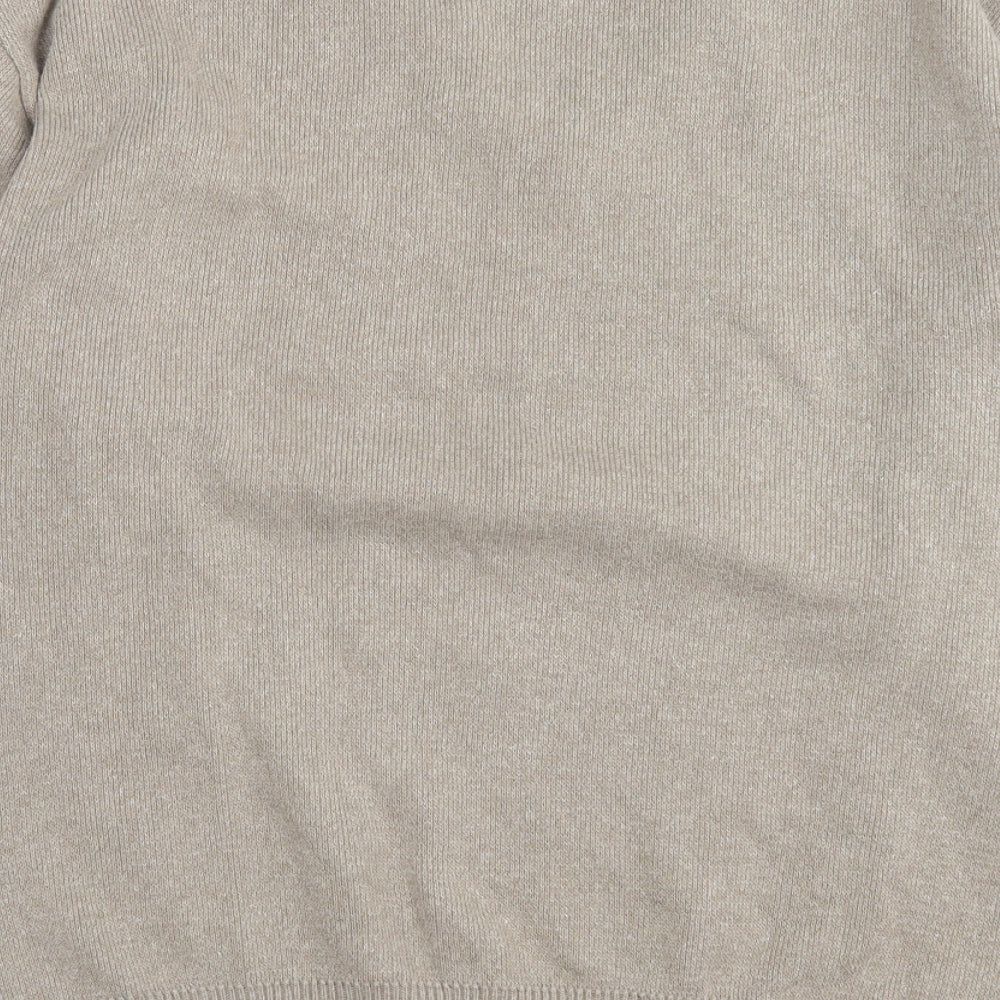 Greenwoods Mens Brown V-Neck Striped Cotton Pullover Jumper Size M