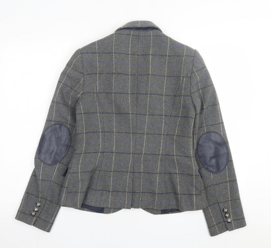 TU Womens Grey Plaid Jacket Blazer Size 10 Button