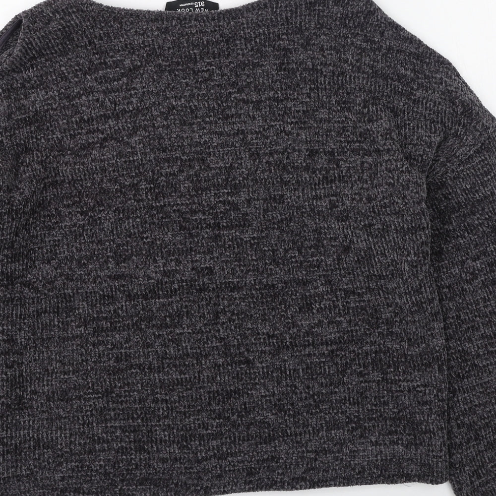 New Look Girls Grey Round Neck Acrylic Pullover Jumper Size 14 Years
