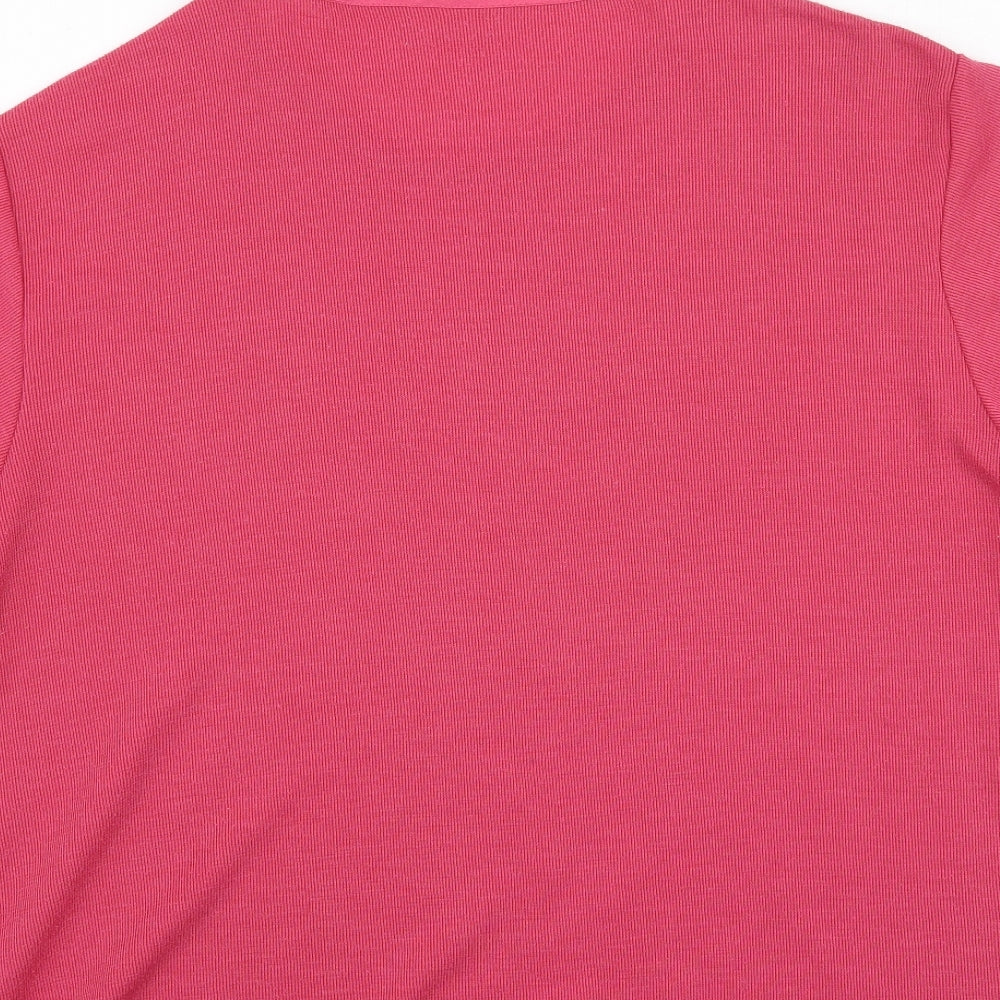 Primark Womens Pink Polyester Basic T-Shirt Size 14 Round Neck