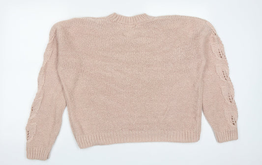 F&F Womens Pink Round Neck Acrylic Pullover Jumper Size 14