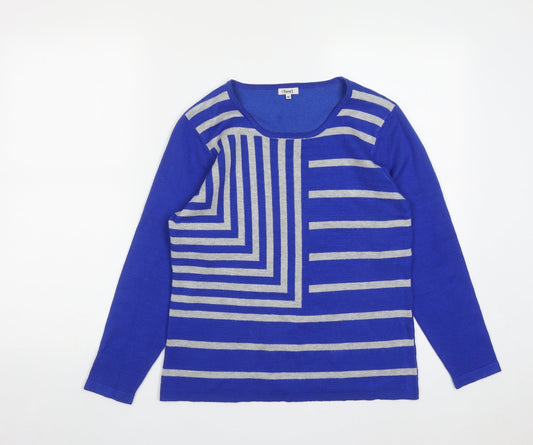 Womens UK Size M Text Blue Pullover Jumper