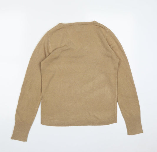 Primark Womens Brown V-Neck Acrylic Pullover Jumper Size XS