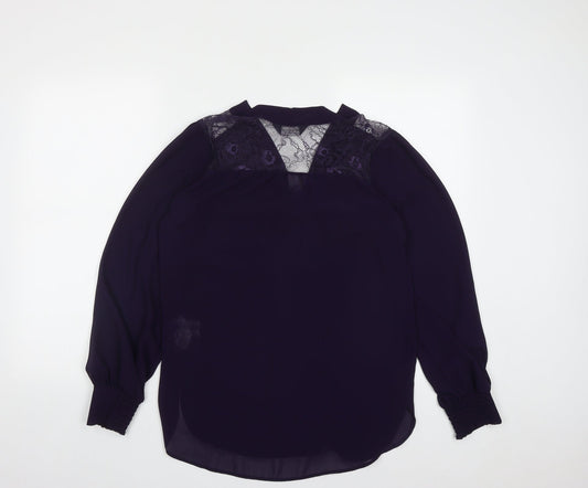 Womens UK Size 10 Dorothy Perkins Purple Basic Button-Up