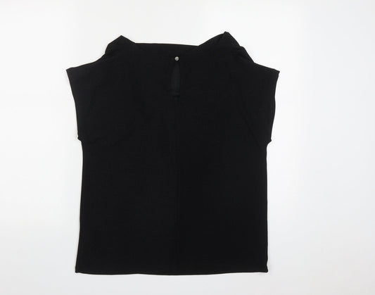 b.young Womens Black Polyamide Basic T-Shirt Size S Cowl Neck