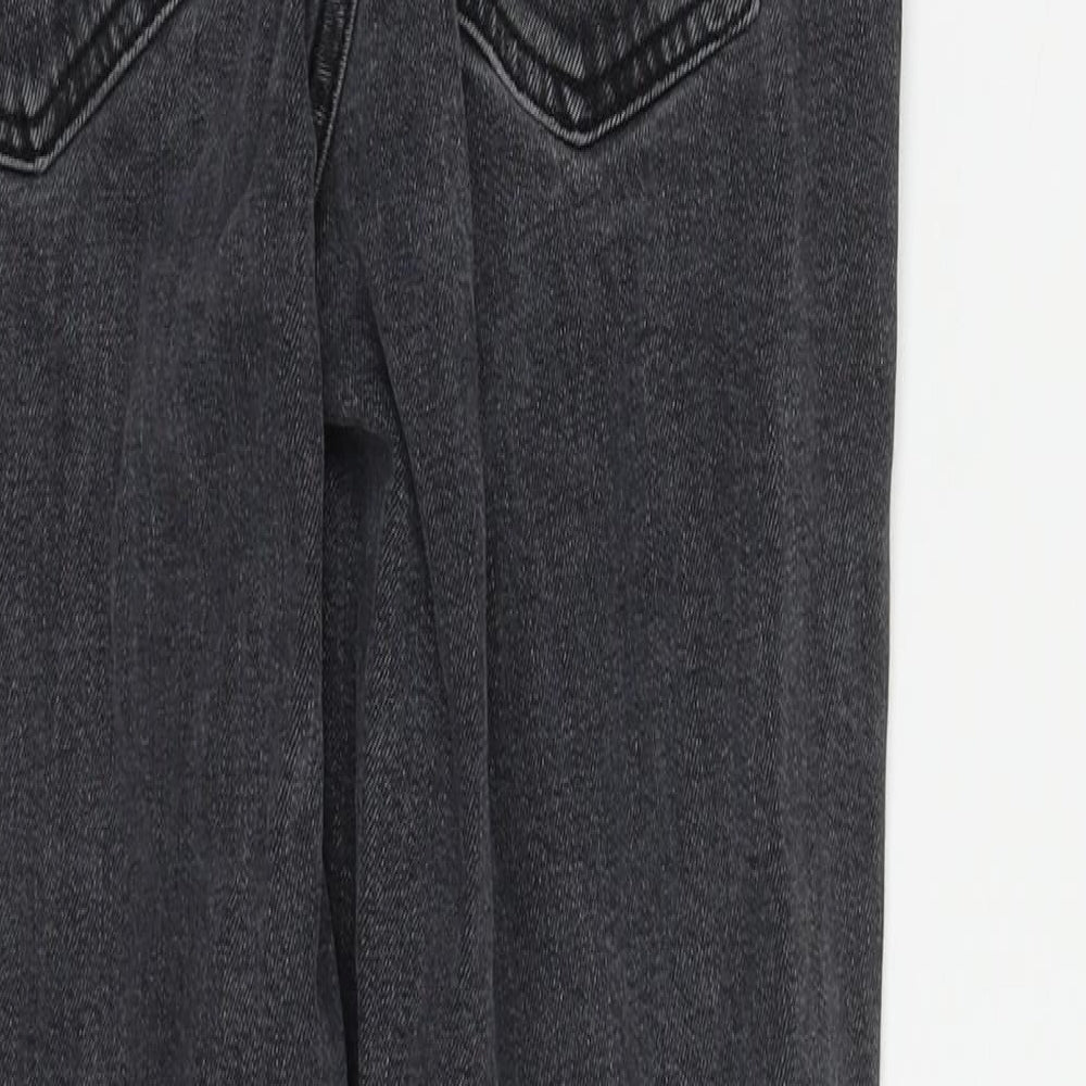 Topshop Womens Black Cotton Straight Jeans Size 26 in L25 in Regular Zip