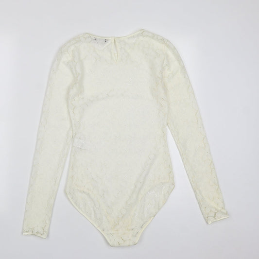 Marks and Spencer Womens White  Polyamide Bodysuit One-Piece Size 6  Snap