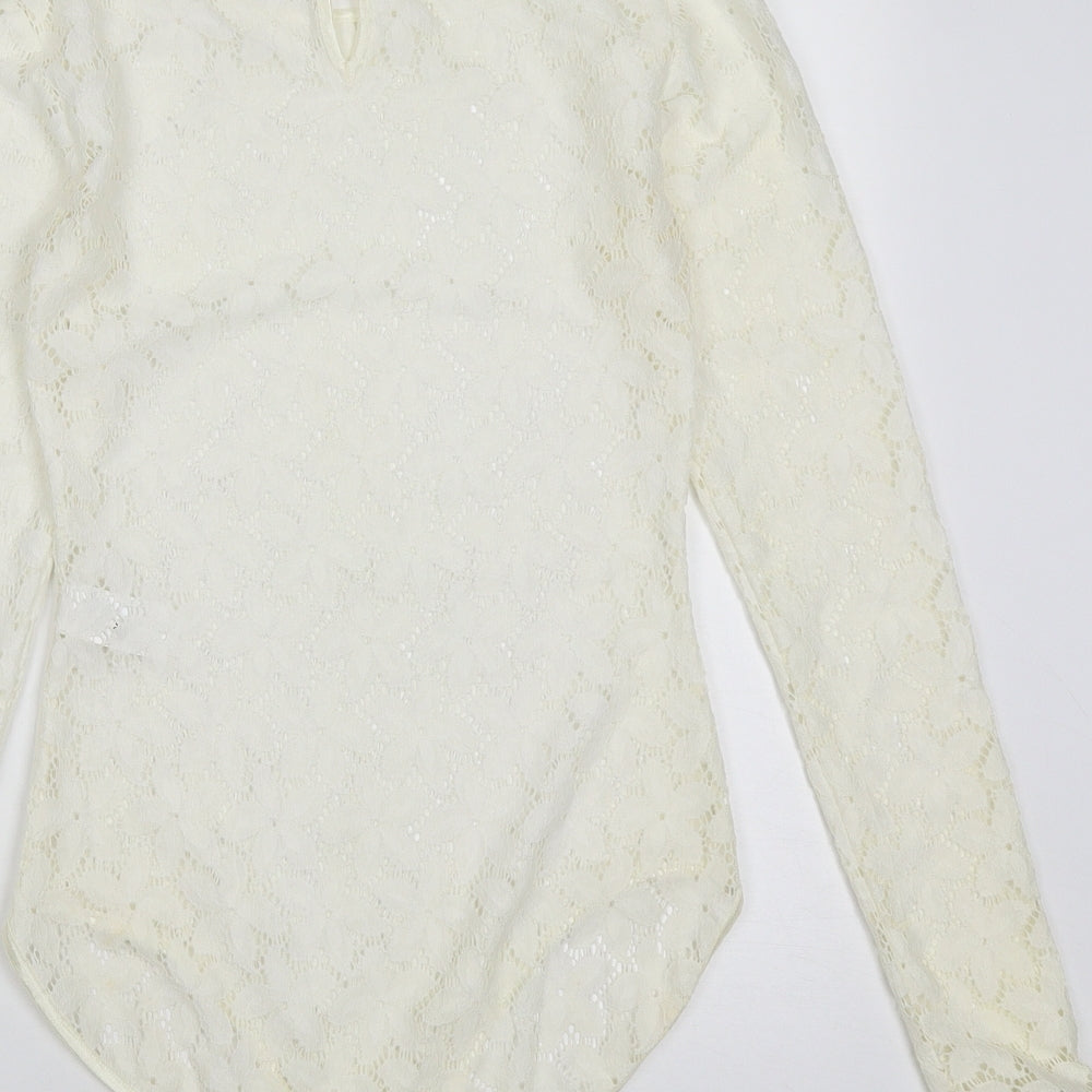 Marks and Spencer Womens White  Polyamide Bodysuit One-Piece Size 6  Snap