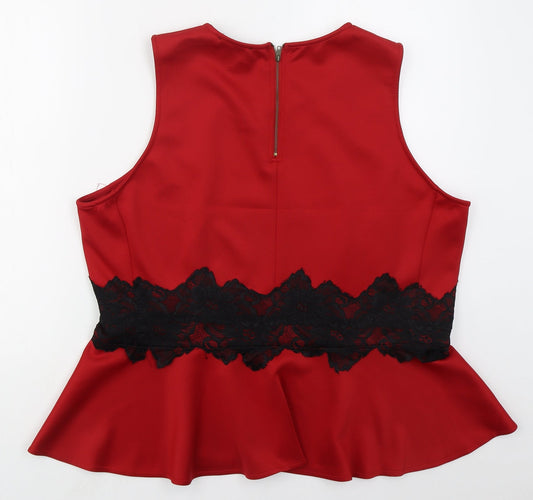 AX Paris Womens Red Polyester Basic Tank Size 22 Round Neck