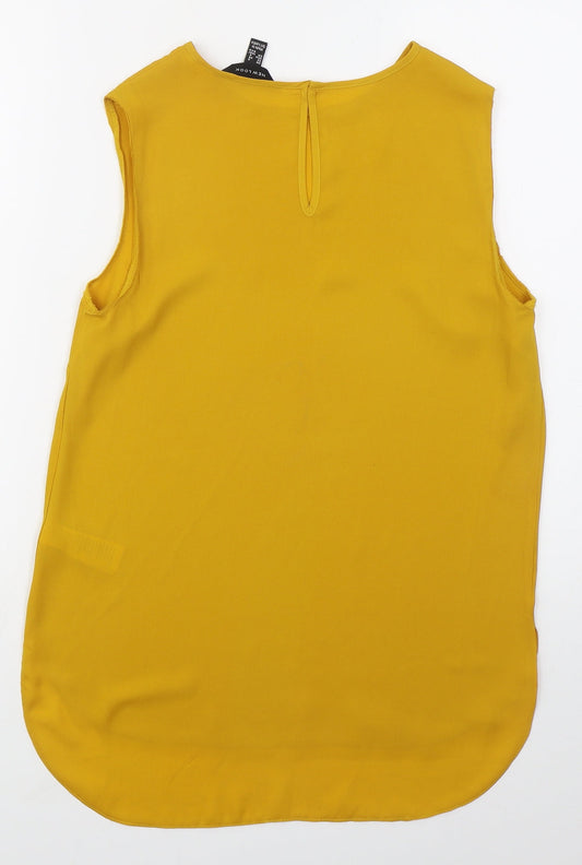 Womens UK Size 8 New Look Yellow Basic Tank