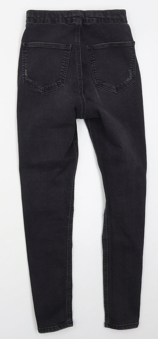 Topshop Womens Black Cotton Skinny Jeans Size 28 in L26 in Regular Button
