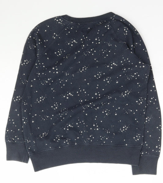 Jack Wills Womens Blue Boat Neck Geometric Cotton Pullover Jumper Size XS