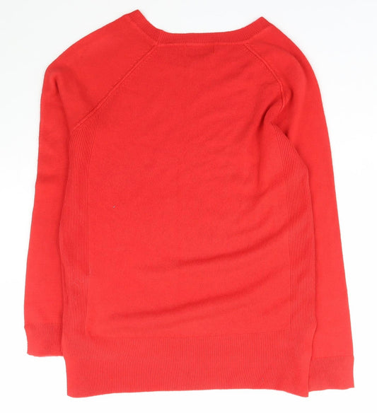 Primark Womens Red Collared Acrylic Pullover Jumper Size S