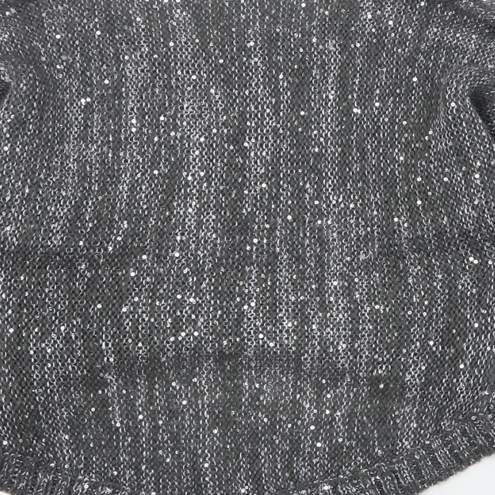 New Look Girls Grey Round Neck Acrylic Pullover Jumper Size 14-15 Years Pullover